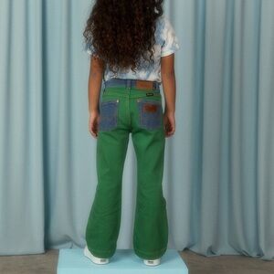 Mini Rodini x Wrangler Flared Green Jeans